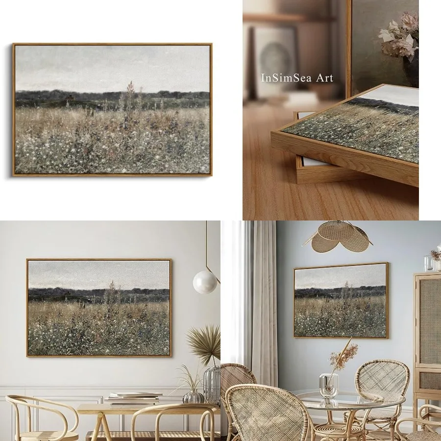 Framed Canvas Wall Art Vintage Decor, Landscape Wall Art, Meadow with Flowers Art, Modern Farmhouse Decor, Cottagecore Bedroom Bathroom Office Decorations, 24"x36"
Framed Canvas Wall Art Vintage Decor, Landscape Wall Art, Meadow with Flowers Art, Modern Farmhouse Decor, Cottagecore Bedroom Bathroom Office Decorations, 24"x36"