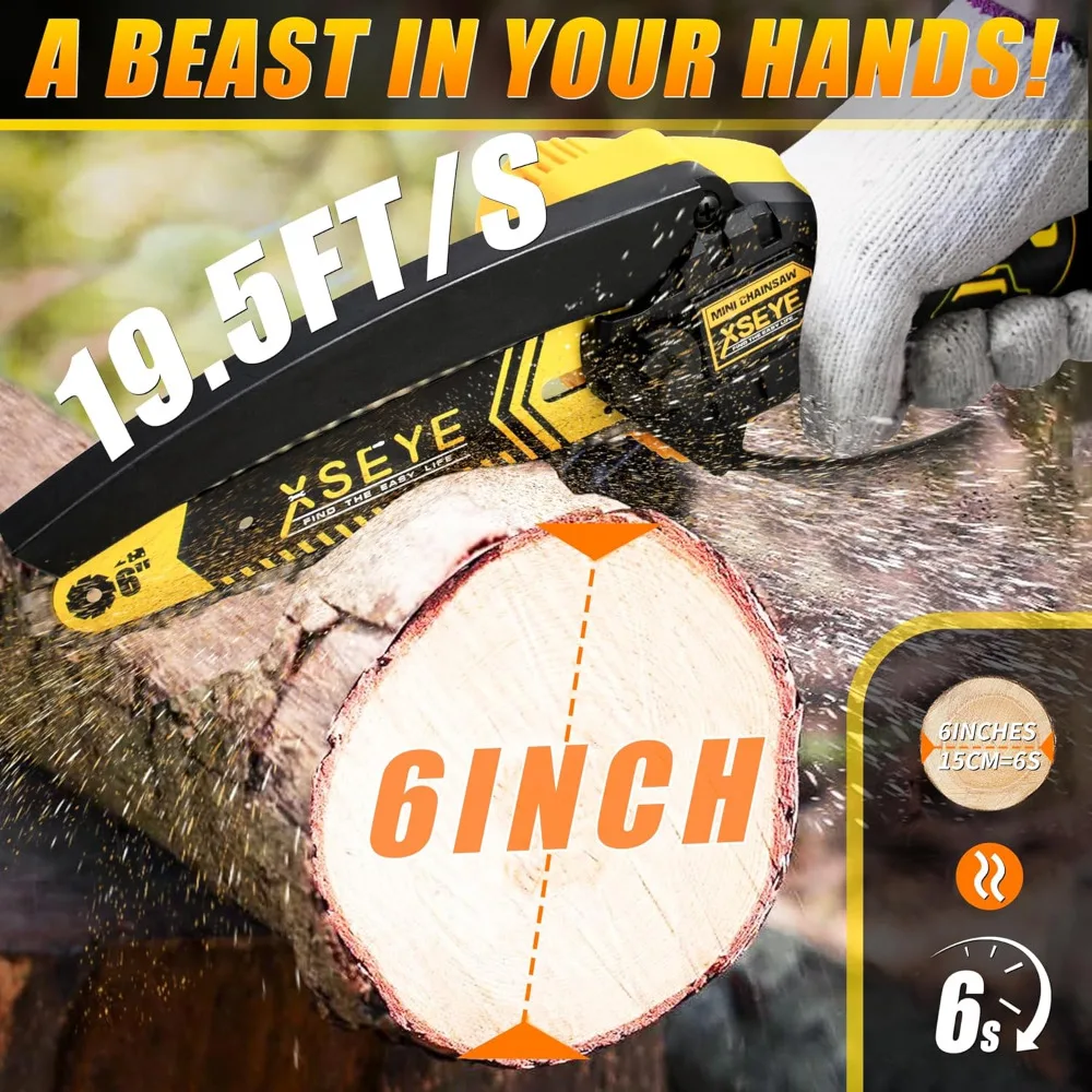 Mini Chainsaw Cordless 6", Battery Powered Electric Handheld Chain Saw with Battery and Charger, for Wood Cutter Branch Tree
Mini Chainsaw Cordless 6", Battery Powered Electric Handheld Chain Saw with Battery and Charger, for Wood Cutter Branch Tree