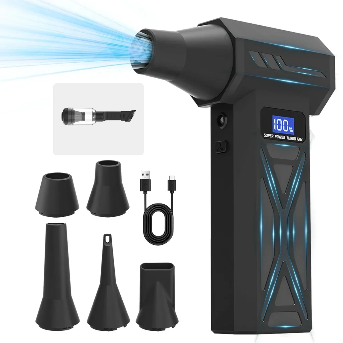 4 Gear Adjustable Air Blower Turbo Jet Blower With Vacuum Cleaner Led Light Battery Display Cordless Compressed Air Duster New
4 Gear Adjustable Air Blower Turbo Jet Blower With Vacuum Cleaner Led Light Battery Display Cordless Compressed Air Duster New