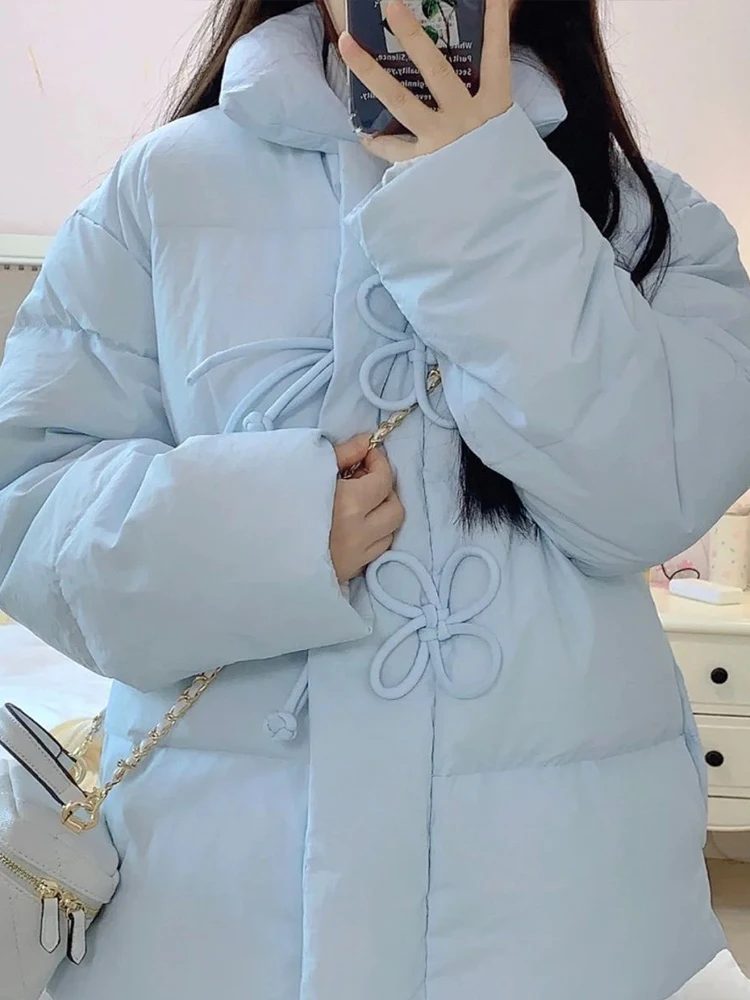 Blue Down Coats Women Autumn Winter Warm Stand Collar Parkas Female Korean Fashion Sweet Bow Bandage Casual Loose Puffer Jackets
Blue Down Coats Women Autumn Winter Warm Stand Collar Parkas Female Korean Fashion Sweet Bow Bandage Casual Loose Puffer Jackets