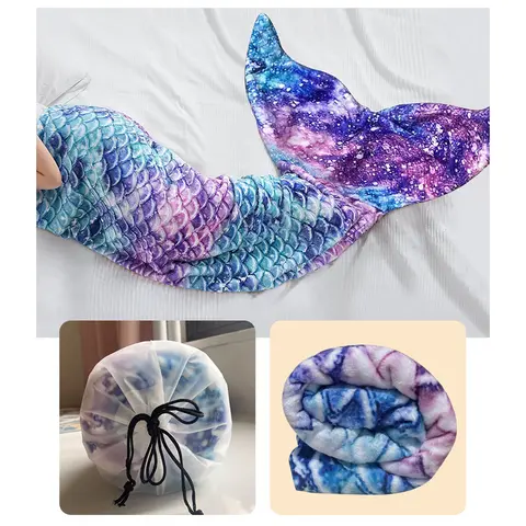 Coperta a sirena Sacco a pelo Trapunta in flanella anti-calcio Tessuto morbido Alta solidità di colore Regalo di compleanno per bambini Coda di pesce