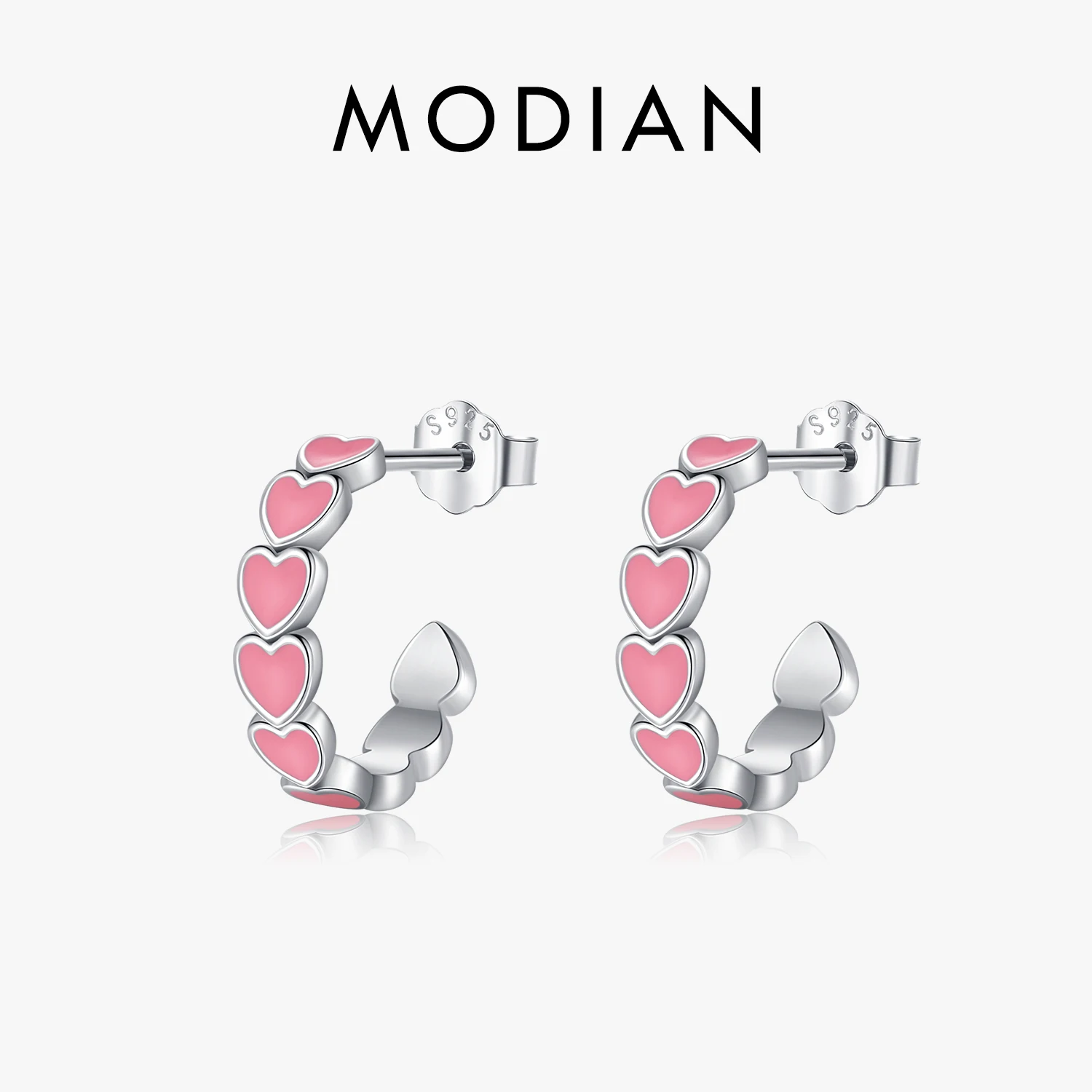 MODIAN 925 Sterling Silver Romantic Hearts C Shape Stud Earrings Pink Color Enamel Love Jewelry For Women Girls Jewelry Gift
MODIAN 925 Sterling Silver Romantic Hearts C Shape Stud Earrings Pink Color Enamel Love Jewelry For Women Girls Jewelry Gift