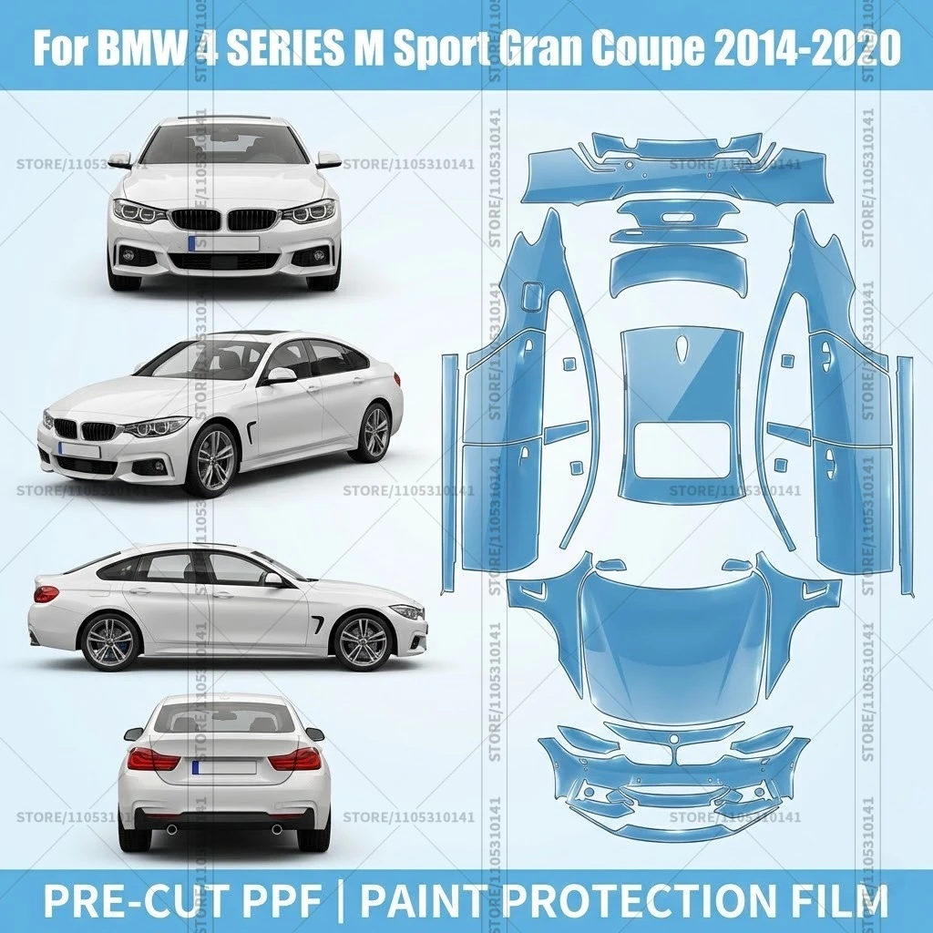 Предварительно нарезанная защитная пленка PPF, прозрачная автомобильная пленка для полной защиты кузова BMW 4 SERIES M Sport Gran Coupe 2014-2020
Предварительно нарезанная защитная пленка PPF, прозрачная автомобильная пленка для полной защиты кузова BMW 4 SERIES M Sport Gran Coupe 2014-2020