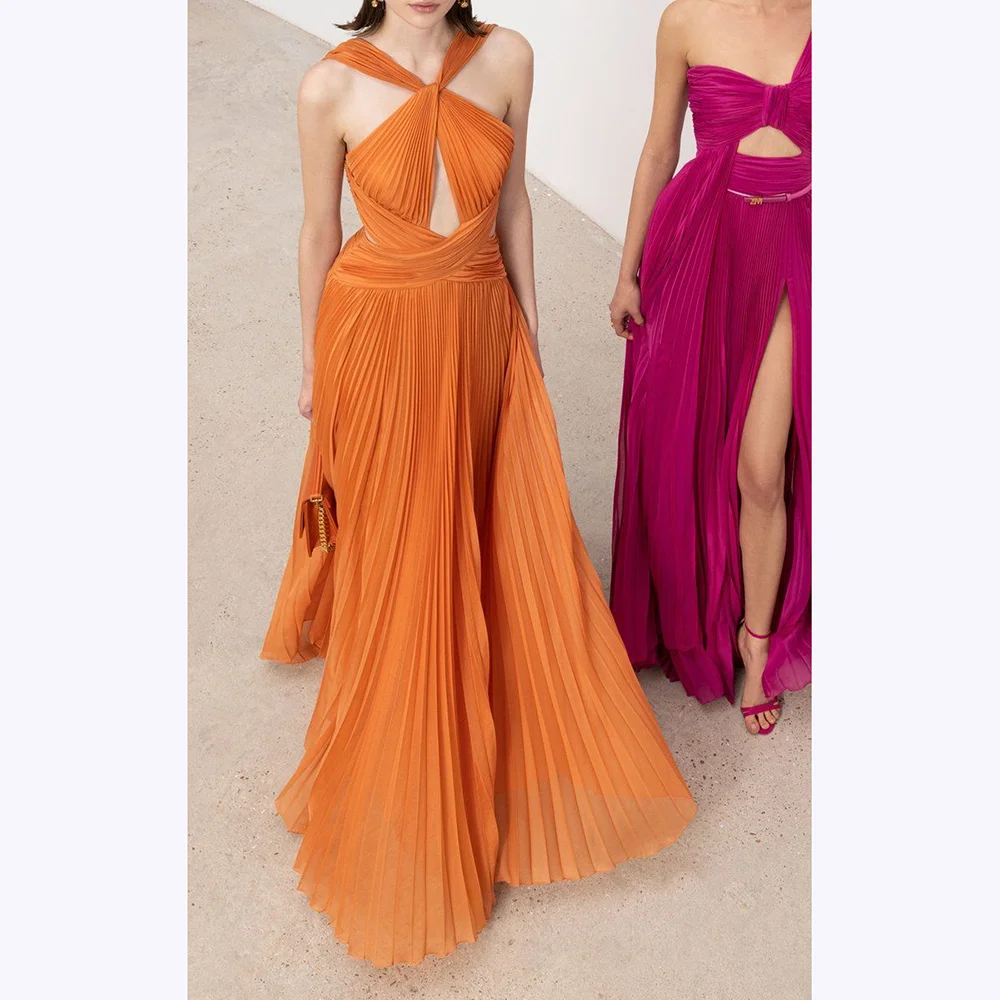 Stylish Chiffon Prom Dresses Criss Cross Sleeveless Floor Length Draped Pleat Formal Evening Party Cocktail Dress Modern Style
Stylish Chiffon Prom Dresses Criss Cross Sleeveless Floor Length Draped Pleat Formal Evening Party Cocktail Dress Modern Style