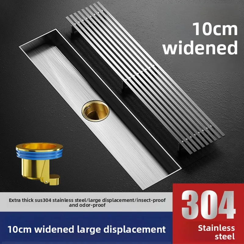304 stainless steel bamboo row floor drain gunmetal gray 10cm wider strip floor drain bathroom shower room large capacity
304 stainless steel bamboo row floor drain gunmetal gray 10cm wider strip floor drain bathroom shower room large capacity