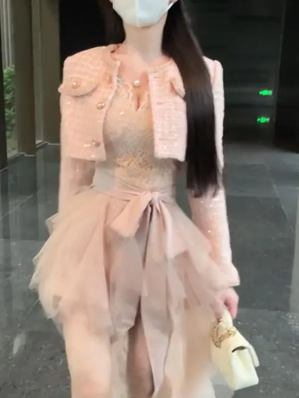 Lace Tie Dress And Jacket Set Elegant French Style Long Sleeve High Waist Comfortable Two Piece Suit for Women
Lace Tie Dress And Jacket Set Elegant French Style Long Sleeve High Waist Comfortable Two Piece Suit for Women