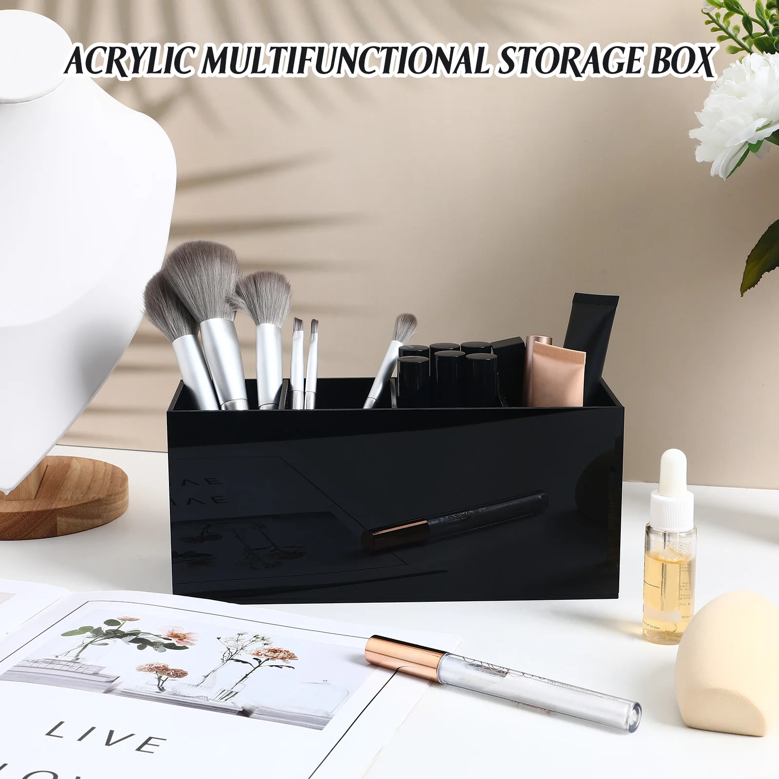 Acrylic Storage Box Pen Holder Desk Organizer Transparent Black Four Compartments Stationery Makeup Brush Jewelry Office
Acrylic Storage Box Pen Holder Desk Organizer Transparent Black Four Compartments Stationery Makeup Brush Jewelry Office