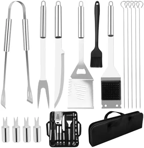 15 Pcs Stainless Steel BBQ Grill Utensils Set – Portable Outdoor Cooking Kit with Carry Bag – Ideal Grill Gift
15 Pcs Stainless Steel BBQ Grill Utensils Set – Portable Outdoor Cooking Kit with Carry Bag – Ideal Grill Gift