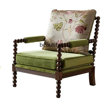 American retro solid wood fabric single sofa French antique living room leisure chair
American retro solid wood fabric single sofa French antique living room leisure chair