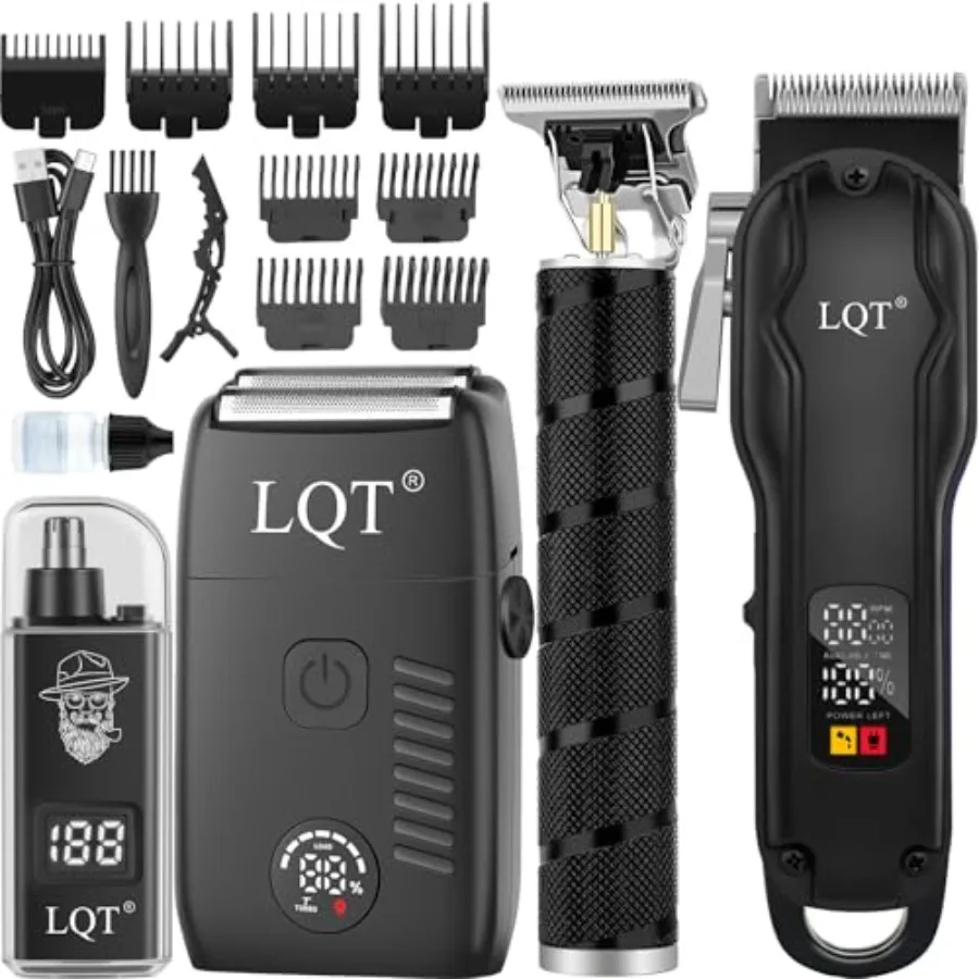 Men's Hair Clippers and Trimmer Kit, 4-in-1 Electric Shaver Set with LED Display, Waterproof Body Groomer, Nose Trimmer and T-B
Men's Hair Clippers and Trimmer Kit, 4-in-1 Electric Shaver Set with LED Display, Waterproof Body Groomer, Nose Trimmer and T-B