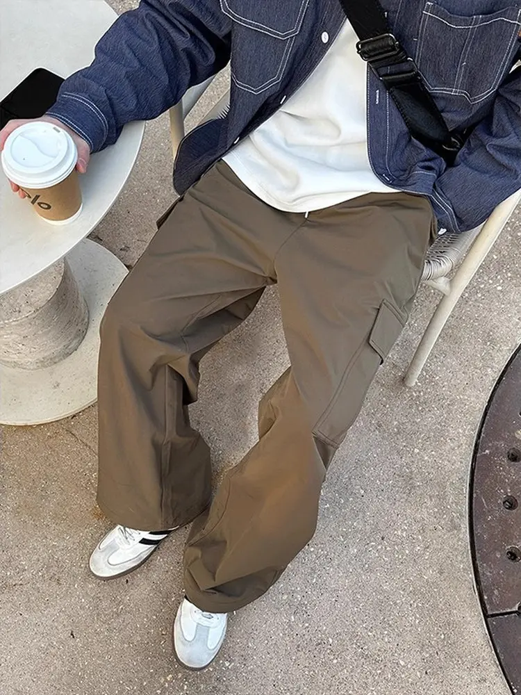 Мужские повседневные брюки с широкими штанинами и поясом на шнурке, летне-осенние, однотонные, универсальные, прямые, длинные
Мужские повседневные брюки с широкими штанинами и поясом на шнурке, летне-осенние, однотонные, универсальные, прямые, длинные