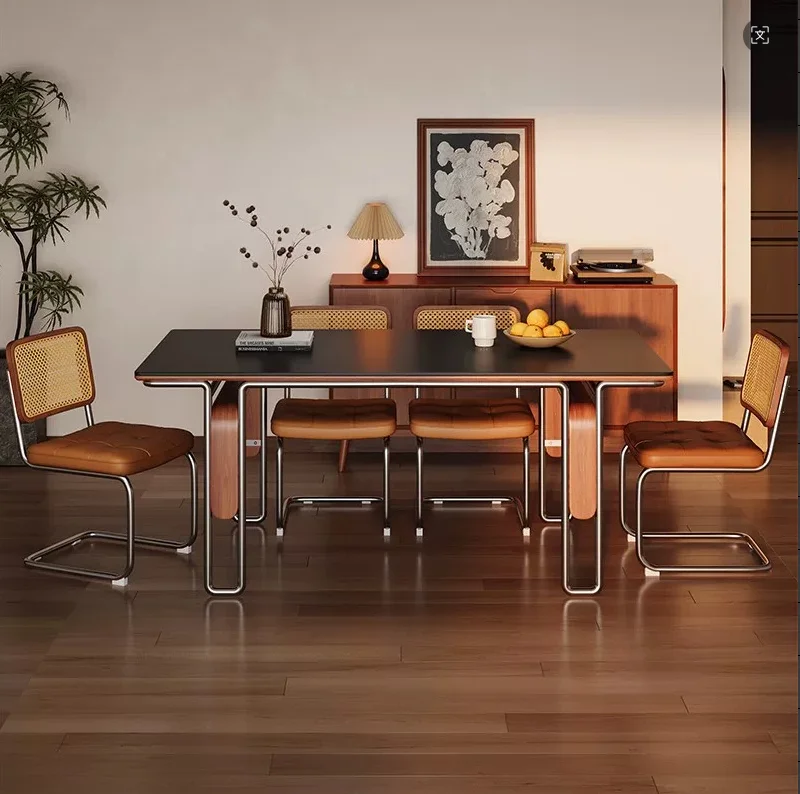 #Vintage-style Stone Slab Dining Table; Modern Rectangular Dining Table with Stainless Steel Legs for Small Spaces
#Vintage-style Stone Slab Dining Table; Modern Rectangular Dining Table with Stainless Steel Legs for Small Spaces
