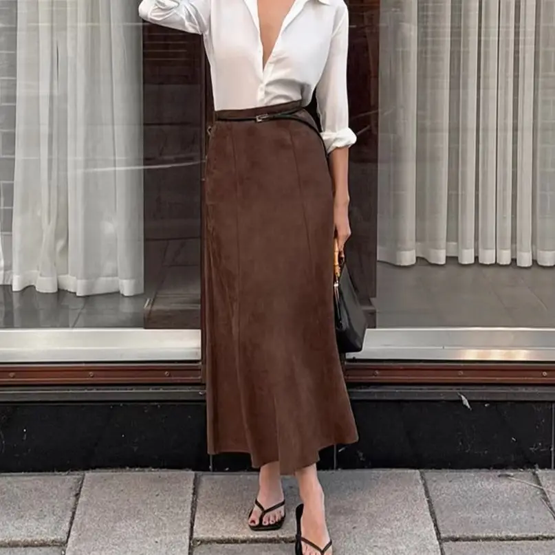 WXOY Women High Waist Faux Suede Midi Skirt Elegant Brown Straight High Waist A-Line Skirt
WXOY Women High Waist Faux Suede Midi Skirt Elegant Brown Straight High Waist A-Line Skirt
