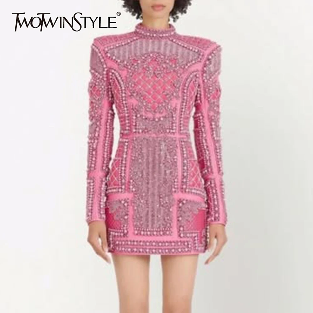 TWOTWINSTYLE Colorblock Slimming Spliced Zipper Dresses for Women Round Neck Long Sleeves Patchwork Pearl Dress Female Clothing
TWOTWINSTYLE Colorblock Slimming Spliced Zipper Dresses for Women Round Neck Long Sleeves Patchwork Pearl Dress Female Clothing