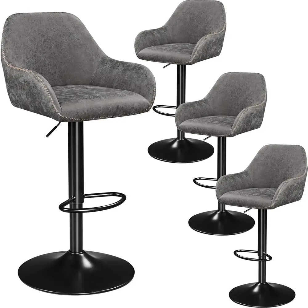 Set of 4 Grey PU Leather Swivel Bar Stools with Adjustable Height, Backrest, and Footrest for Kitchen Island and Home Kitchen
Set of 4 Grey PU Leather Swivel Bar Stools with Adjustable Height, Backrest, and Footrest for Kitchen Island and Home Kitchen