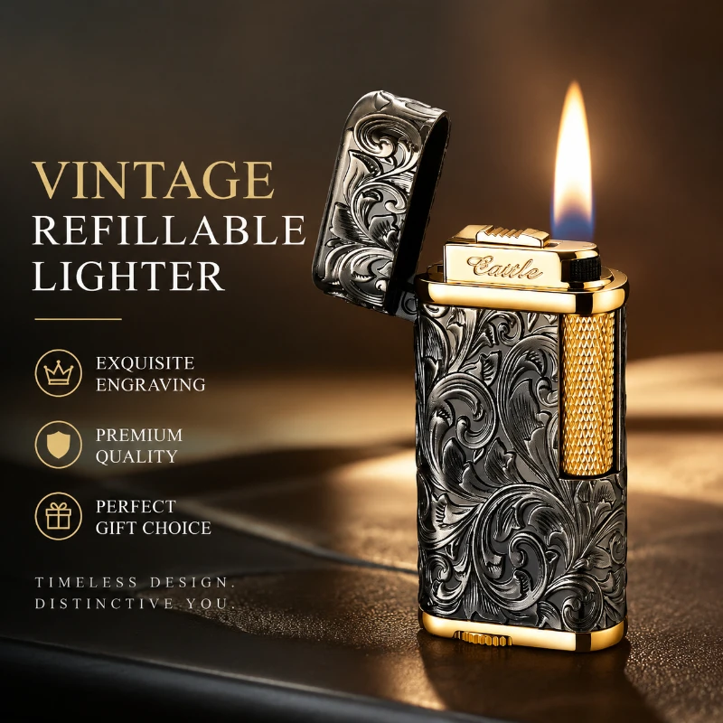 New Four Sided Embossed Classic Fashion Side Sliding Ignition Grinding Wheel Oblique Ignition Cigarette Inflatable Lighter
New Four Sided Embossed Classic Fashion Side Sliding Ignition Grinding Wheel Oblique Ignition Cigarette Inflatable Lighter