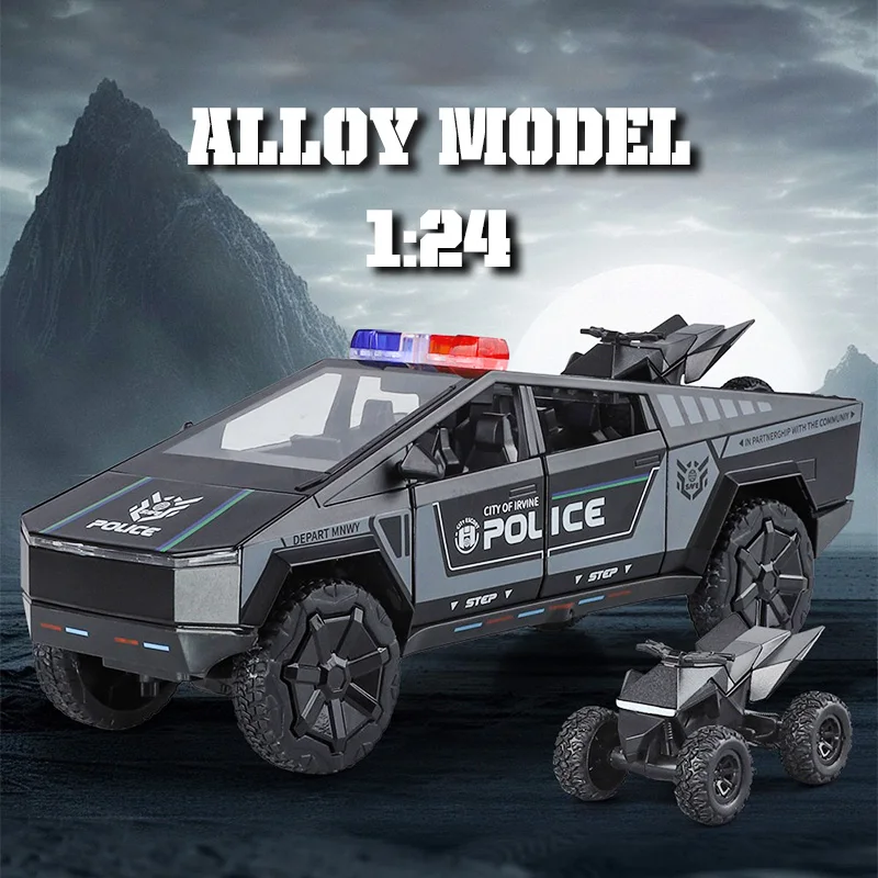 1:24 Игрушечная модель полицейского автомобиля, прохладный звук и свет, сильная мощность возврата, регулируемая пневматическая подвеска
1:24 Игрушечная модель полицейского автомобиля, прохладный звук и свет, сильная мощность возврата, регулируемая пневматическая подвеска