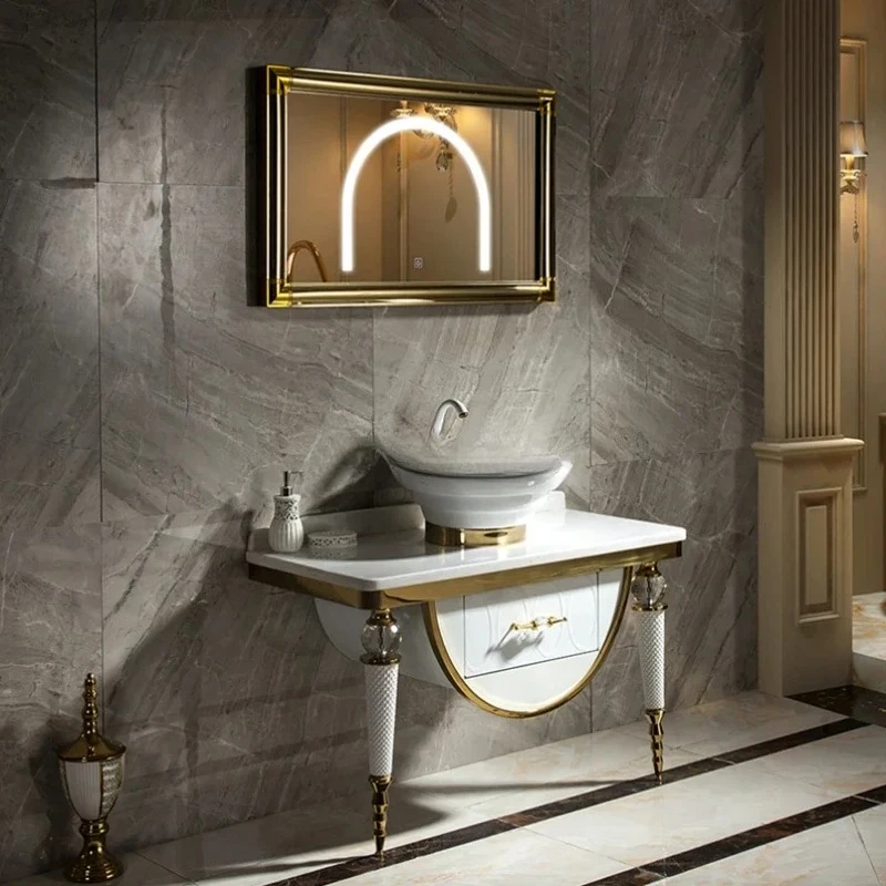 Light Luxury Stainless Steel Bathroom Cabinet Combination Bathroom Waterproof Washstand Smart Floor Cabinet 
Light Luxury Stainless Steel Bathroom Cabinet Combination Bathroom Waterproof Washstand Smart Floor Cabinet