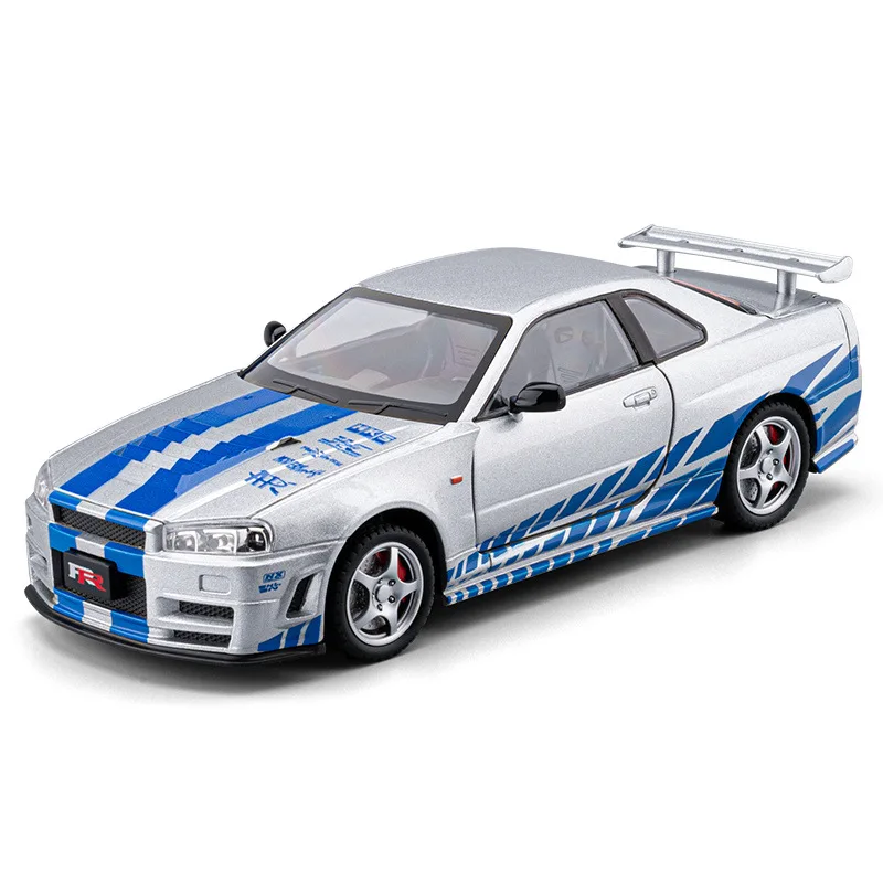 1:24 SKYLINE GTR R34 Sports Car Model Toy Metal Diecast Pull Back Supercar Models Sound Light Ornaments Adults Gifts
1:24 SKYLINE GTR R34 Sports Car Model Toy Metal Diecast Pull Back Supercar Models Sound Light Ornaments Adults Gifts