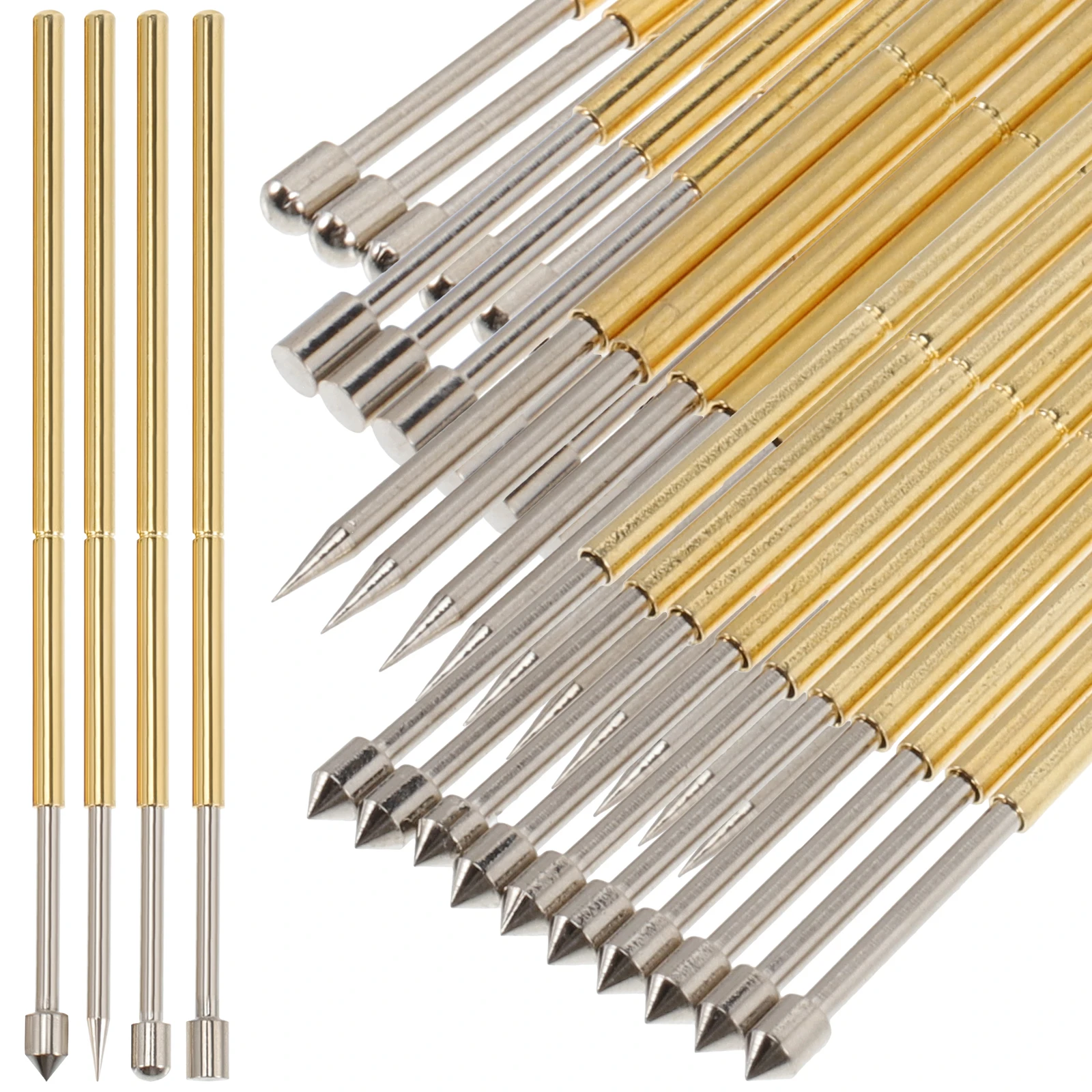 Spring Test Probes Copper Plated Gold Easy Installation PCB Board Testing Probe Spring Contact Pin Accessories
Spring Test Probes Copper Plated Gold Easy Installation PCB Board Testing Probe Spring Contact Pin Accessories