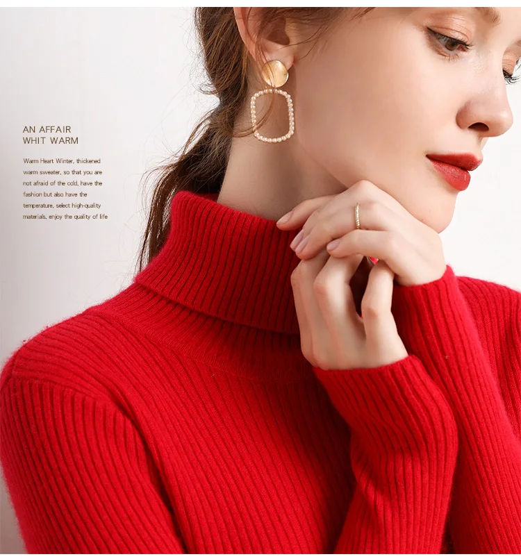 Women Turtleneck Knitted Soft Pullovers