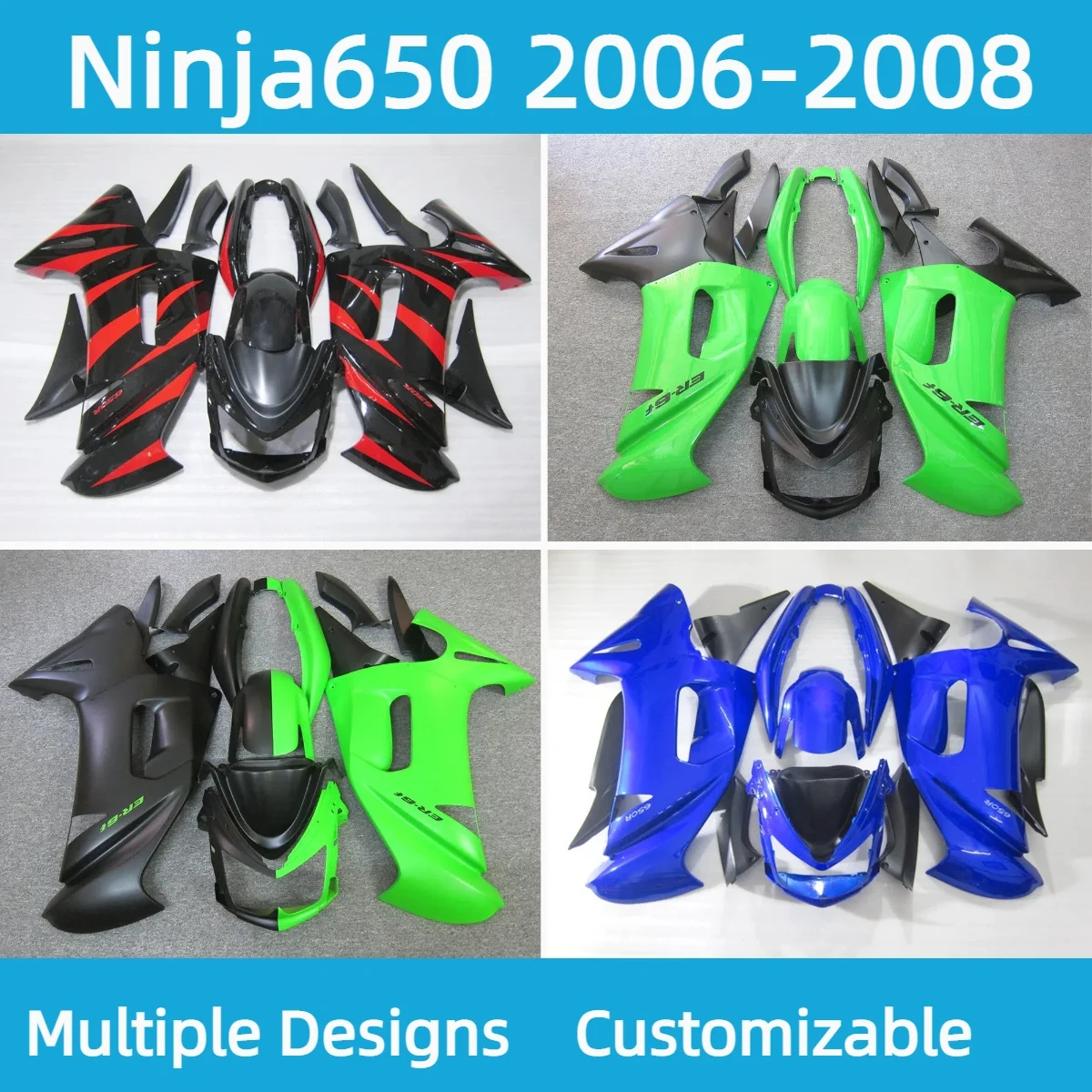 For Kawasaki Ninja650 2006 2007 2008 Motorcycle Fairings ER6F 06 07 08 Prime Aftermarket Bodywork Fairing Kit
For Kawasaki Ninja650 2006 2007 2008 Motorcycle Fairings ER6F 06 07 08 Prime Aftermarket Bodywork Fairing Kit