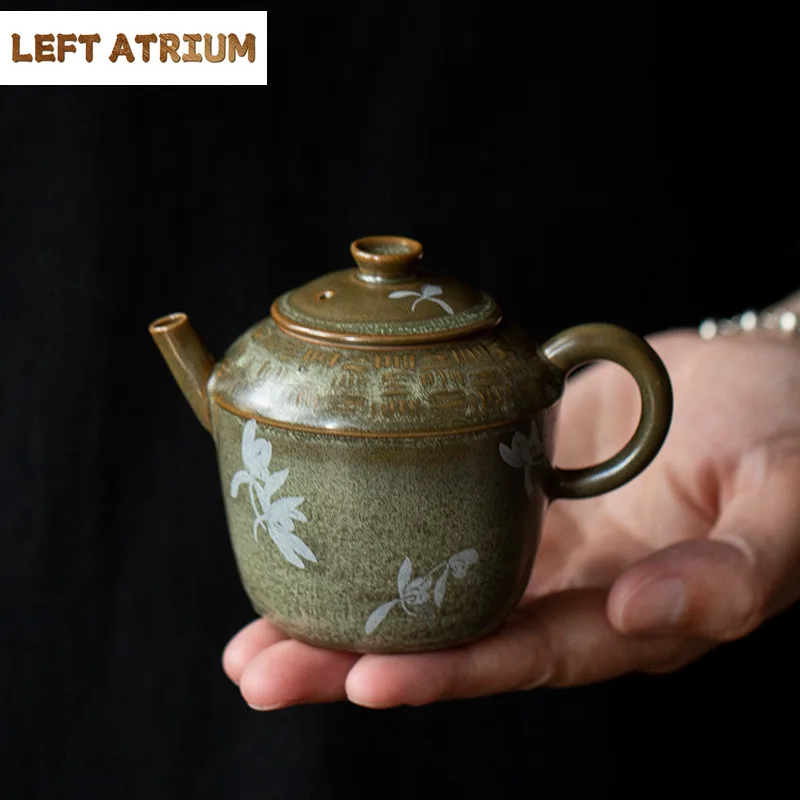 125ML Hand Drawn Orchid Moss Green Listening Wind Teapot Antique Tea Infuser Pot Tea Maker Kettle With Ball Hole Cha Decoration
125ML Hand Drawn Orchid Moss Green Listening Wind Teapot Antique Tea Infuser Pot Tea Maker Kettle With Ball Hole Cha Decoration