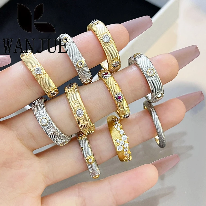Hot selling Italian woven gold carving craft hand-brushed palace style two-color gold small second-hand women's ring party gift
Hot selling Italian woven gold carving craft hand-brushed palace style two-color gold small second-hand women's ring party gift