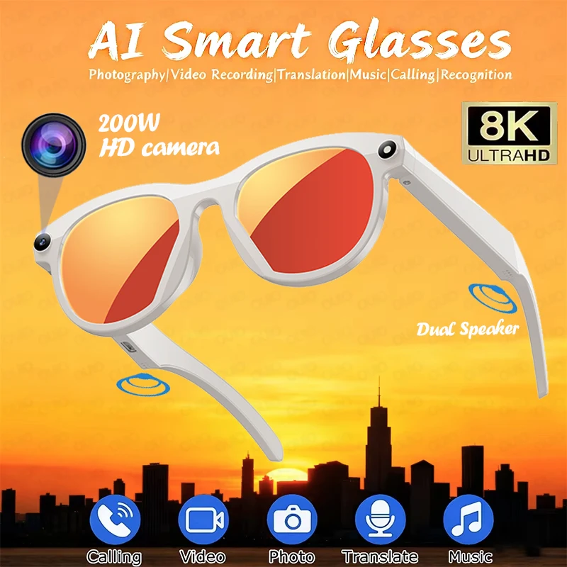 2025 HD AI 200W Camera Smart Glasses Translation Multifunctional BT Call Dual Speaker Voice Assistant Music Player Smart Glasses
2025 HD AI 200W Camera Smart Glasses Translation Multifunctional BT Call Dual Speaker Voice Assistant Music Player Smart Glasses