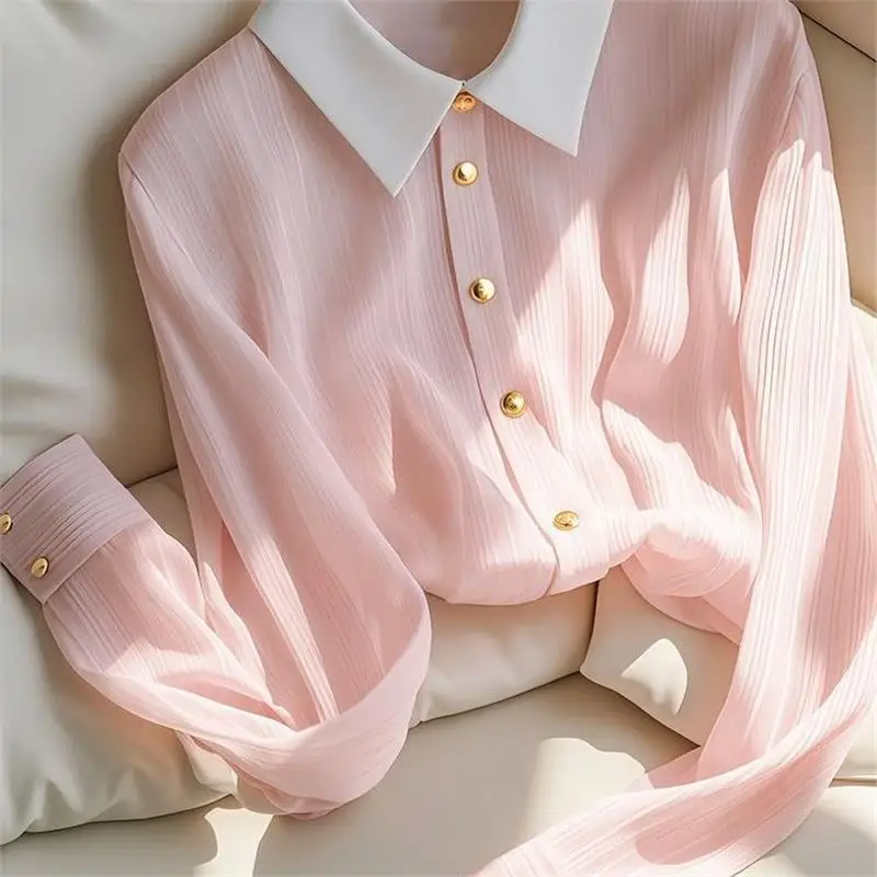 Women's Pink Long Sve irt Lightweight Breathable Chiffon Top Early Autumn New Sle Cleanfit Cotton 00% Thin Model
Women's Pink Long Sve irt Lightweight Breathable Chiffon Top Early Autumn New Sle Cleanfit Cotton 00% Thin Model