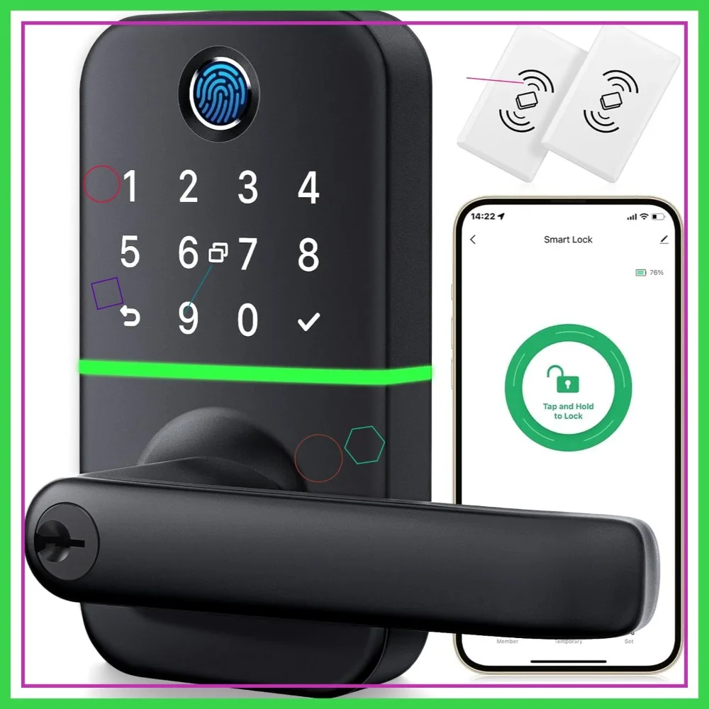 Keypad Smart Door Lock with Handle: Keyless Entry Fingerprint, Digital Code, App Control - Easy Installation for Front Door
Keypad Smart Door Lock with Handle: Keyless Entry Fingerprint, Digital Code, App Control - Easy Installation for Front Door