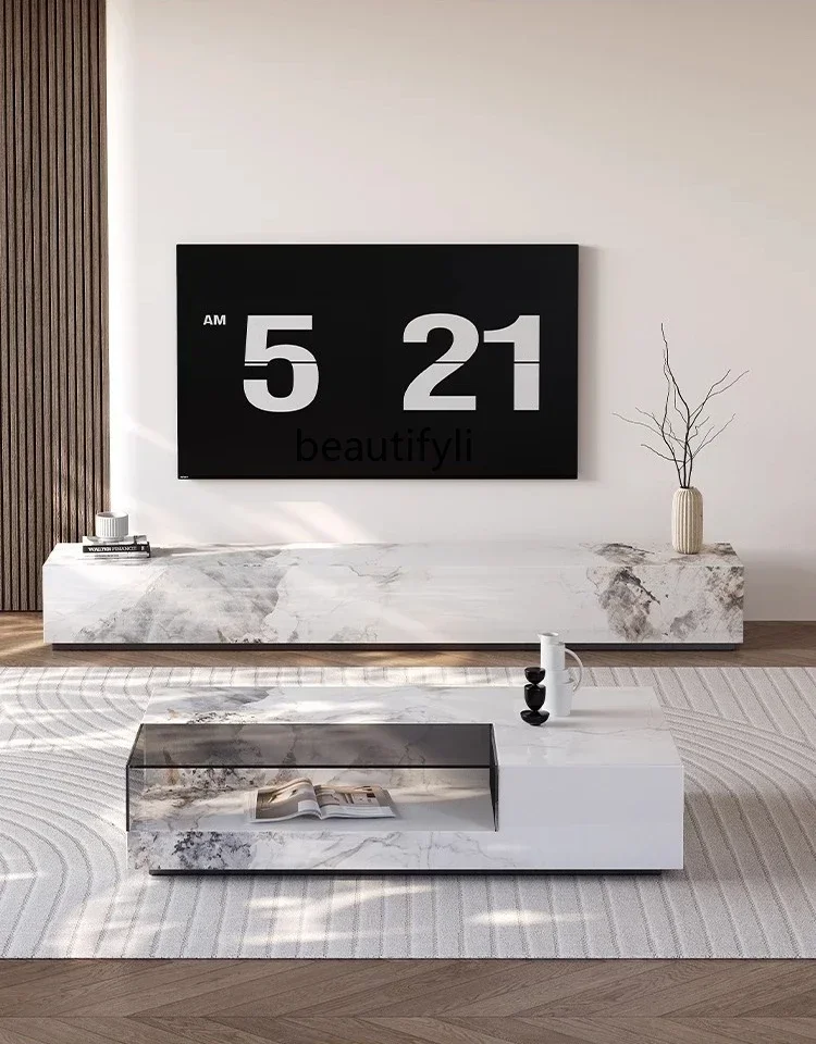 Italian light luxury rock slab coffee table designer modern living room high-end TV cabinet combinationAA
Italian light luxury rock slab coffee table designer modern living room high-end TV cabinet combinationAA