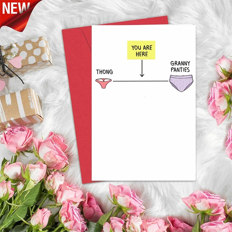 Funny You Are Here Underwear Chart Greeting Card, Thong vs Granny Panties Humorous Birthday Friendship Card
Funny You Are Here Underwear Chart Greeting Card, Thong vs Granny Panties Humorous Birthday Friendship Card