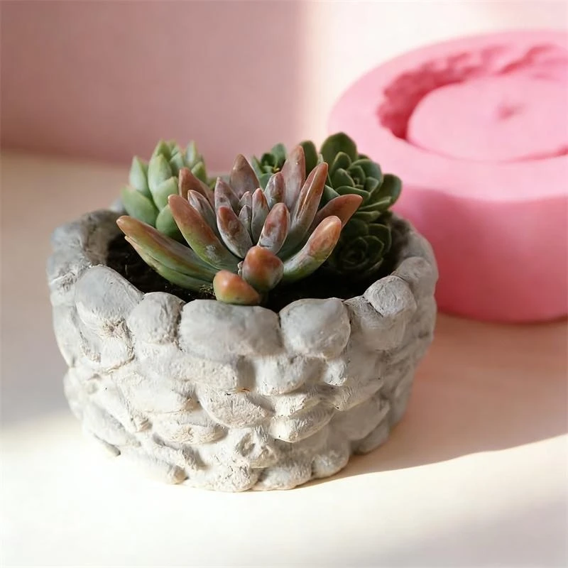 Round Stone Shape Concrete Flowerpot Silicone Mold Cement Succulent Plant Pot Gypsum Home Decoration Mould
Round Stone Shape Concrete Flowerpot Silicone Mold Cement Succulent Plant Pot Gypsum Home Decoration Mould