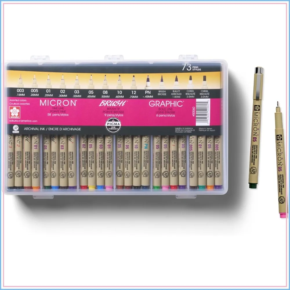 73-Pack Fineliner Pens for Drawing, Writing & Archiving - Precision 0.2mm to 0.45mm Tips, Waterproof & Fade-Resistant Ink
73-Pack Fineliner Pens for Drawing, Writing & Archiving - Precision 0.2mm to 0.45mm Tips, Waterproof & Fade-Resistant Ink