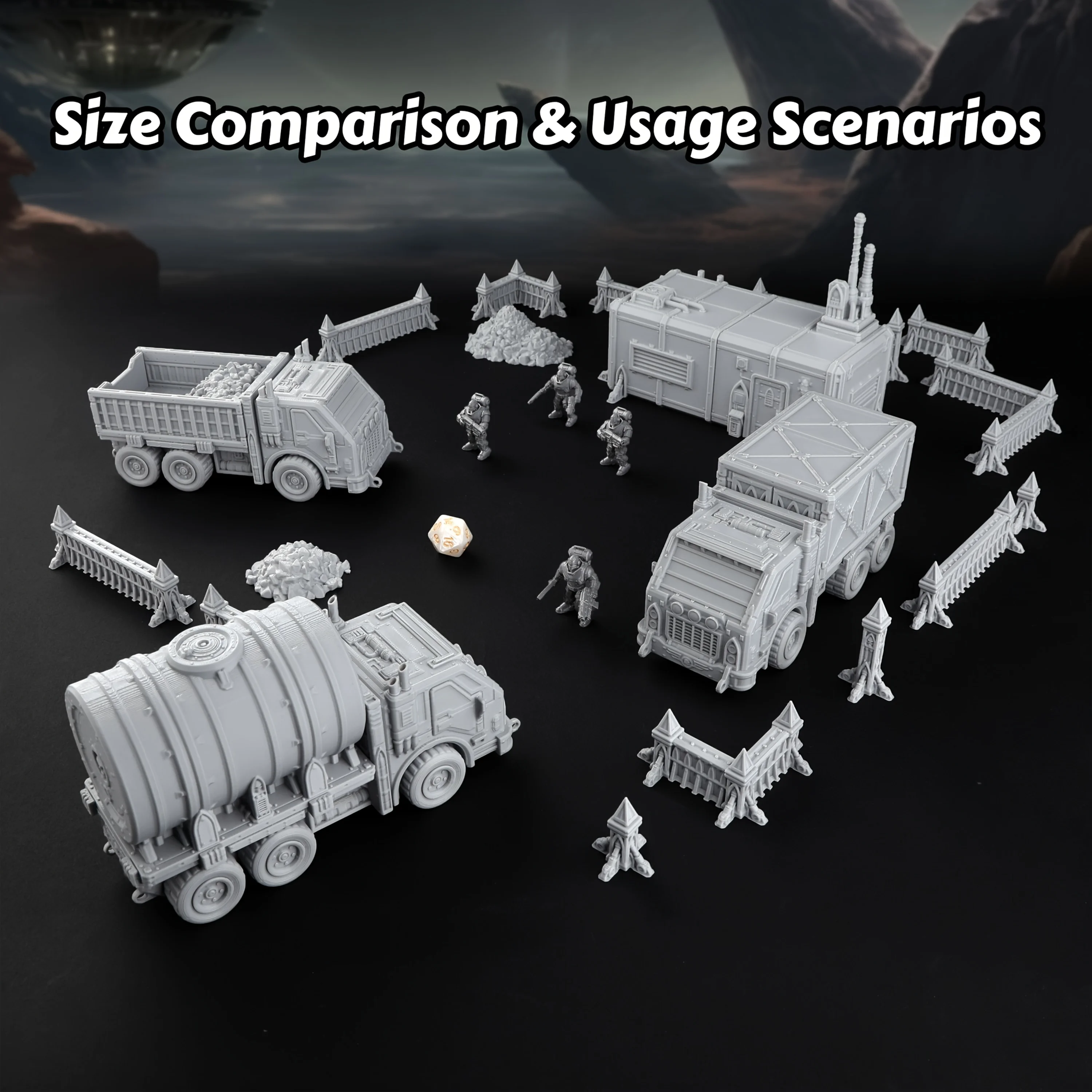 Sci-Fi Freight Yards Terrain Featuring Robust Trucks, a Base & Protective Warriors, Enhancing for Tactical Tabletop RolePlayings
Sci-Fi Freight Yards Terrain Featuring Robust Trucks, a Base & Protective Warriors, Enhancing for Tactical Tabletop RolePlayings