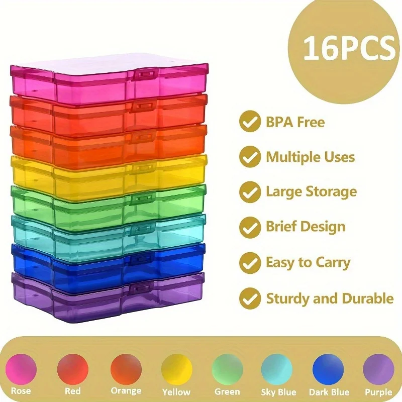 16-Pack Rainbow Organizer Set, BPA-Free Plastic Storage Boxes with Snap Lids, Waterproof, Multi-Use for Photos, Crafts
16-Pack Rainbow Organizer Set, BPA-Free Plastic Storage Boxes with Snap Lids, Waterproof, Multi-Use for Photos, Crafts