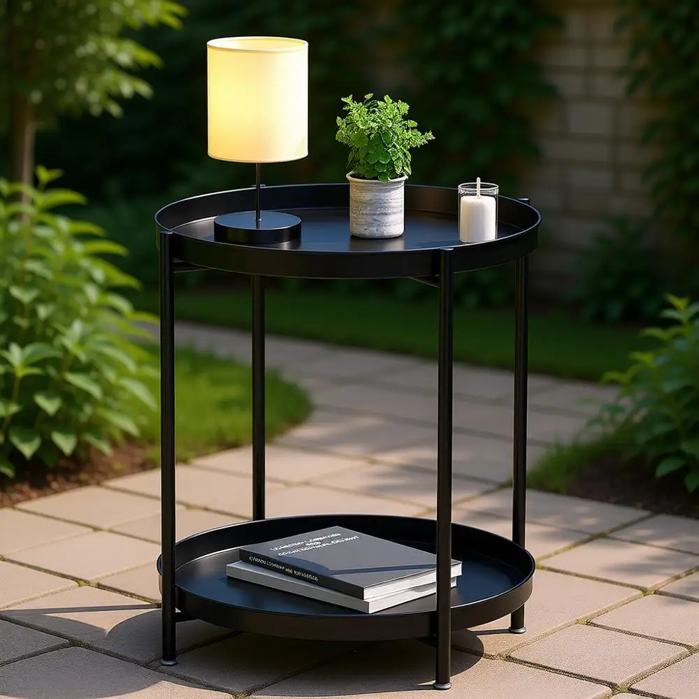 Двухуровневый металлический приставной столик со съемным подносом — водонепроницаемый, подходит для использования в помещении и на улице: в гостиной, спальне, на балконе
Двухуровневый металлический приставной столик со съемным подносом — водонепроницаемый, подходит для использования в помещении и на улице: в гостиной, спальне, на балконе