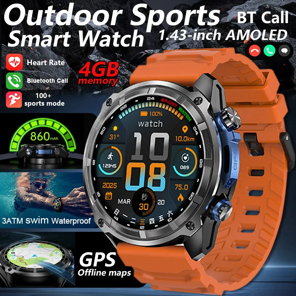 New T-Rex Smartwatch For Man Built-in GPS Offline Map Professional Waterproof Watches Men Militray 4GB Memory Smart Watch 2025
New T-Rex Smartwatch For Man Built-in GPS Offline Map Professional Waterproof Watches Men Militray 4GB Memory Smart Watch 2025