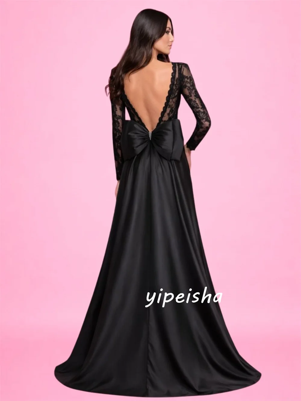 Customized High Quality Pleat Ruched Bow Beading Lace A-line High Collar Long Dresses Evening Dresses For Birthday Party
Customized High Quality Pleat Ruched Bow Beading Lace A-line High Collar Long Dresses Evening Dresses For Birthday Party