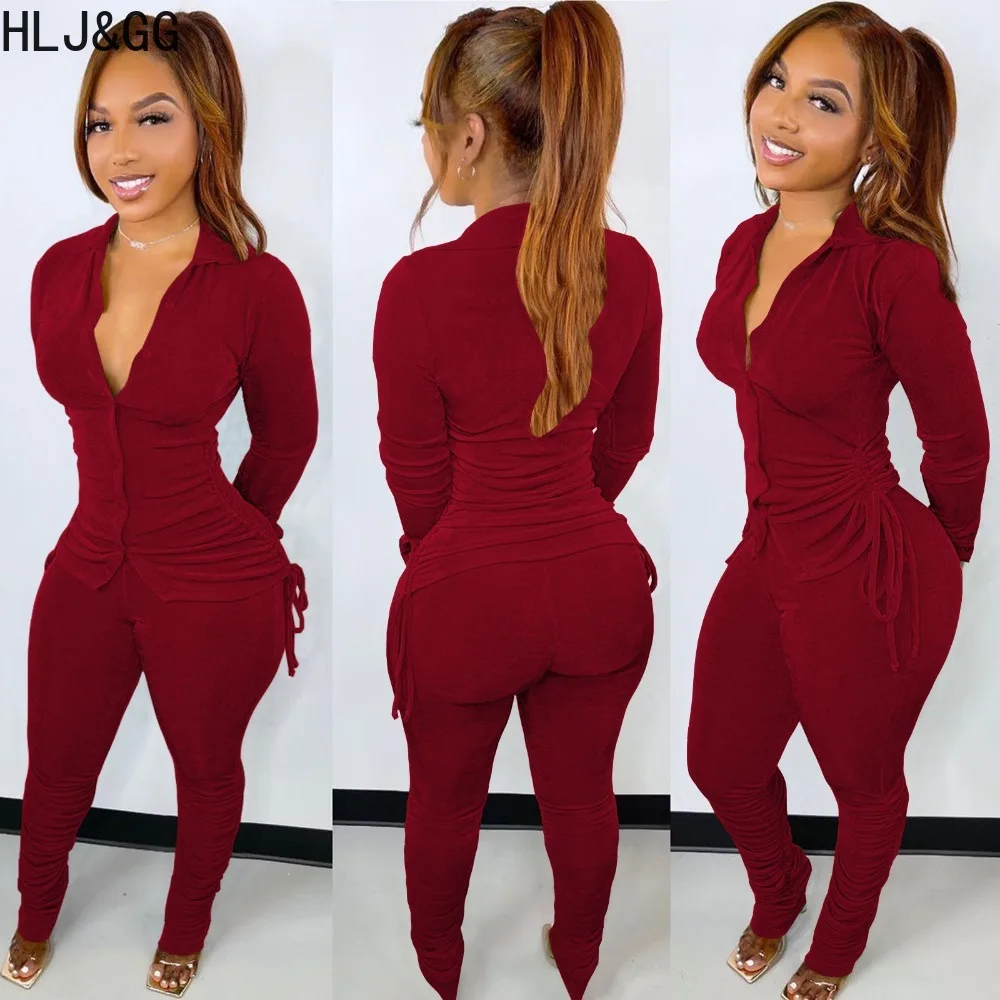 HLJ&GG Autumn Casual Ruched Design Two Piece Sets Women Deep V Long Sleeve Top And Skinny Pants Tracksuits Female 2pcs Outfits
HLJ&GG Autumn Casual Ruched Design Two Piece Sets Women Deep V Long Sleeve Top And Skinny Pants Tracksuits Female 2pcs Outfits