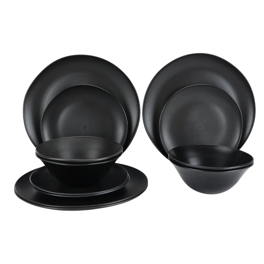 Black 12-Piece Eco-Friendly Recycled Plastic Dinnerware Set
Black 12-Piece Eco-Friendly Recycled Plastic Dinnerware Set