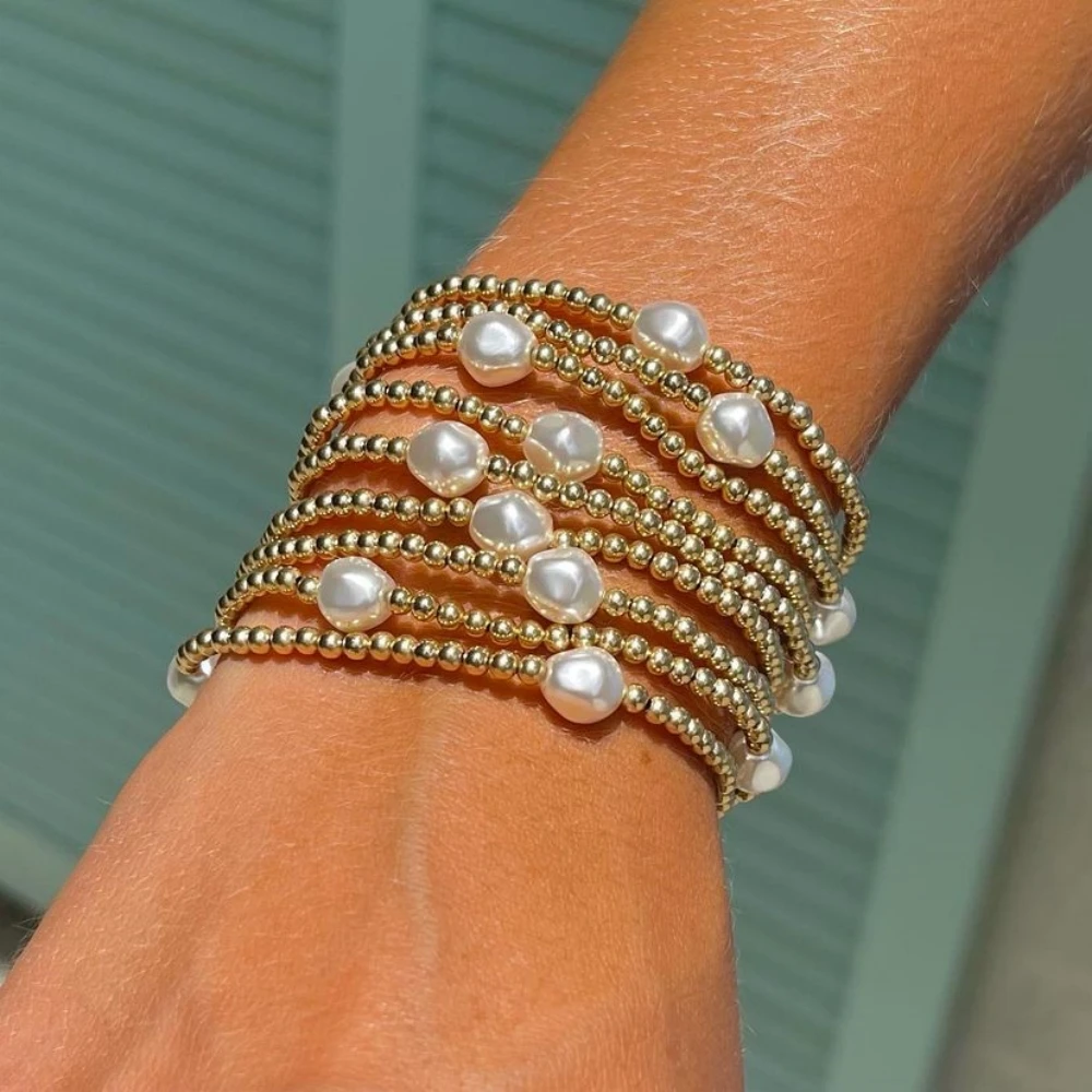 Vlen Gold Plated Pearl Bead Bracelet for Women Hypoallergenic Tarnish Resistant Adjustable Elegant Jewelry Gift for Her
Vlen Gold Plated Pearl Bead Bracelet for Women Hypoallergenic Tarnish Resistant Adjustable Elegant Jewelry Gift for Her