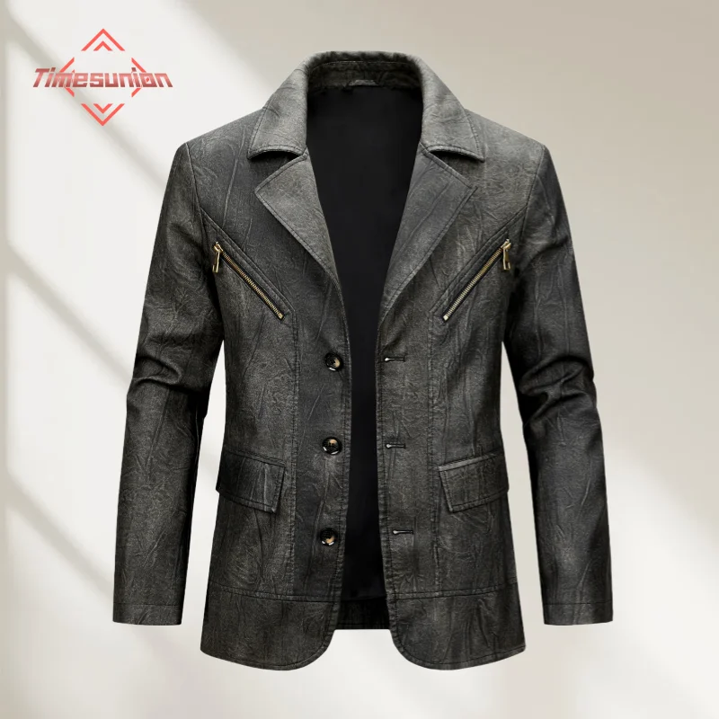 Suit Leather Jacket for Man Fashion Turndown Collar Outdoor Camping Windproof Coat Casual Daily Style Autumn Winter Clothing 
Suit Leather Jacket for Man Fashion Turndown Collar Outdoor Camping Windproof Coat Casual Daily Style Autumn Winter Clothing