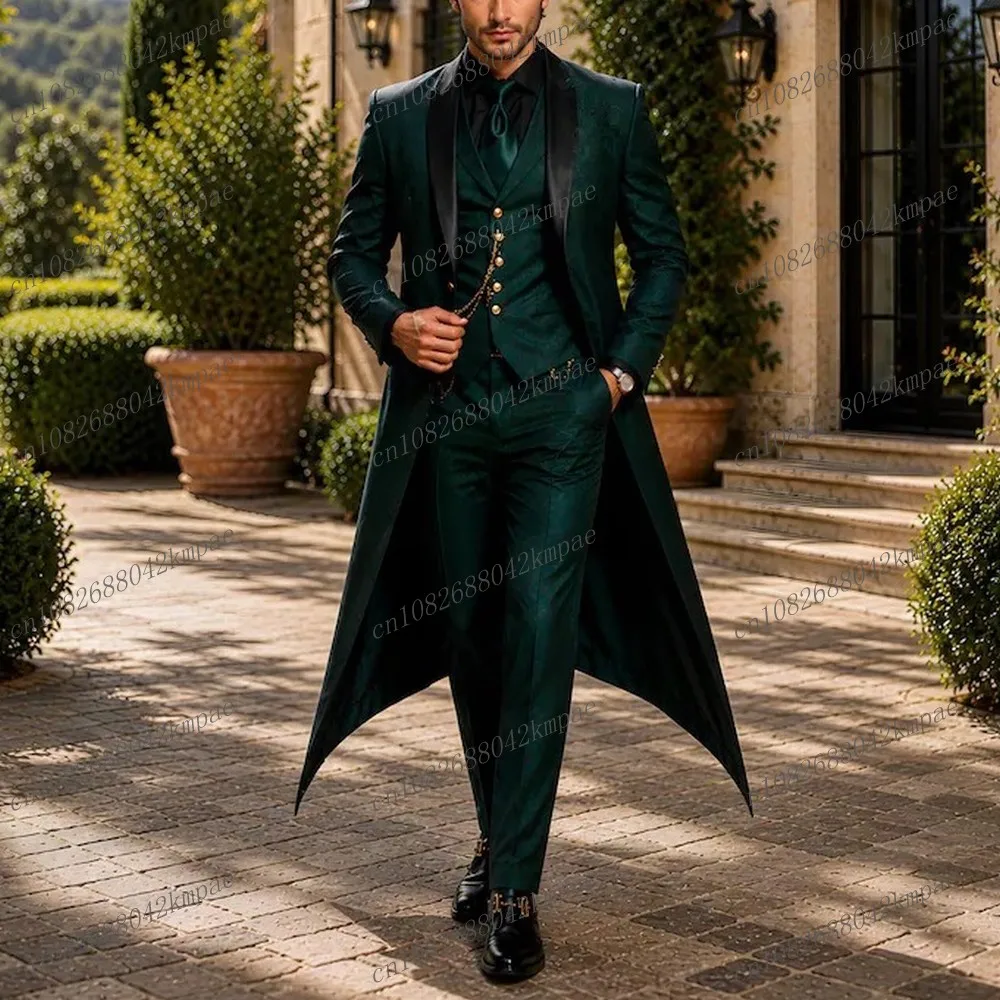 Long Blazer Black Collar Dark Green Formal Men Suit Groom Wedding Party Prom Business Male Tuxedos 3 Piece Set Jacket Vest Pants
Long Blazer Black Collar Dark Green Formal Men Suit Groom Wedding Party Prom Business Male Tuxedos 3 Piece Set Jacket Vest Pants