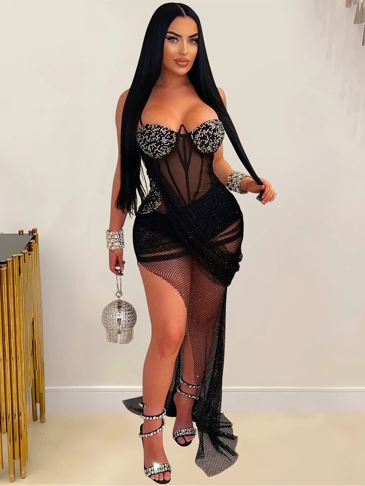 Solid Color Camisole Long Dresses for Women 2024 New Sexy Mesh Hot Diamond Woman Clothing Black Sleeveless Elegant Party Dresses
Solid Color Camisole Long Dresses for Women 2024 New Sexy Mesh Hot Diamond Woman Clothing Black Sleeveless Elegant Party Dresses