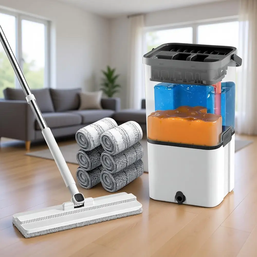 Microfiber Mops or Floor Cleaning, Wall Cleaner Mop and Bucket System with Wringer, Wet and Dry Use
Microfiber Mops or Floor Cleaning, Wall Cleaner Mop and Bucket System with Wringer, Wet and Dry Use