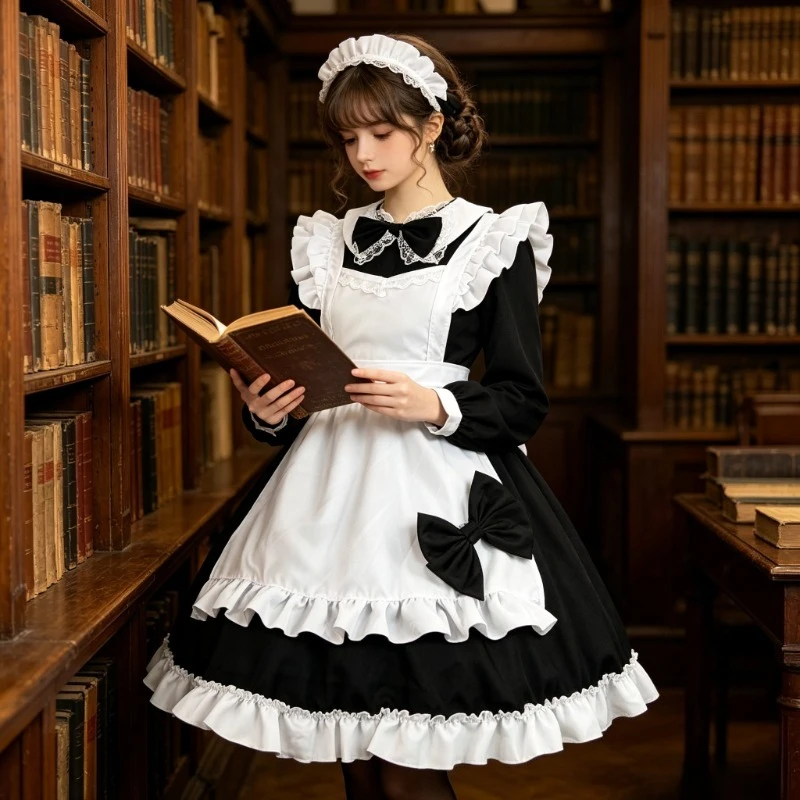 Soft and Cute Japanese Style Pink and White Bow Long Sleeved Maid Lolita Sweet Ruffled Lace Lolita Girl Daily Outfit Dress
Soft and Cute Japanese Style Pink and White Bow Long Sleeved Maid Lolita Sweet Ruffled Lace Lolita Girl Daily Outfit Dress