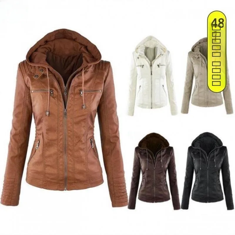 Women's Leather Jaet Long Sve Zipper Coat Euro Hood Synthetic Leather Clothing Fem Sle Winter Faion Medium Age
Women's Leather Jaet Long Sve Zipper Coat Euro Hood Synthetic Leather Clothing Fem Sle Winter Faion Medium Age