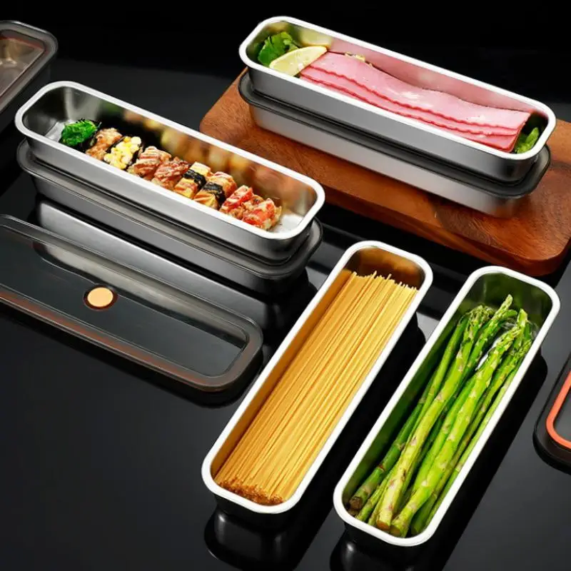 201 Stainless Steel Bacon Tray with Lid for Fruits Vegetables Meats - Kitchen Cleaning & Refrigerator Storage Organizer
201 Stainless Steel Bacon Tray with Lid for Fruits Vegetables Meats - Kitchen Cleaning & Refrigerator Storage Organizer